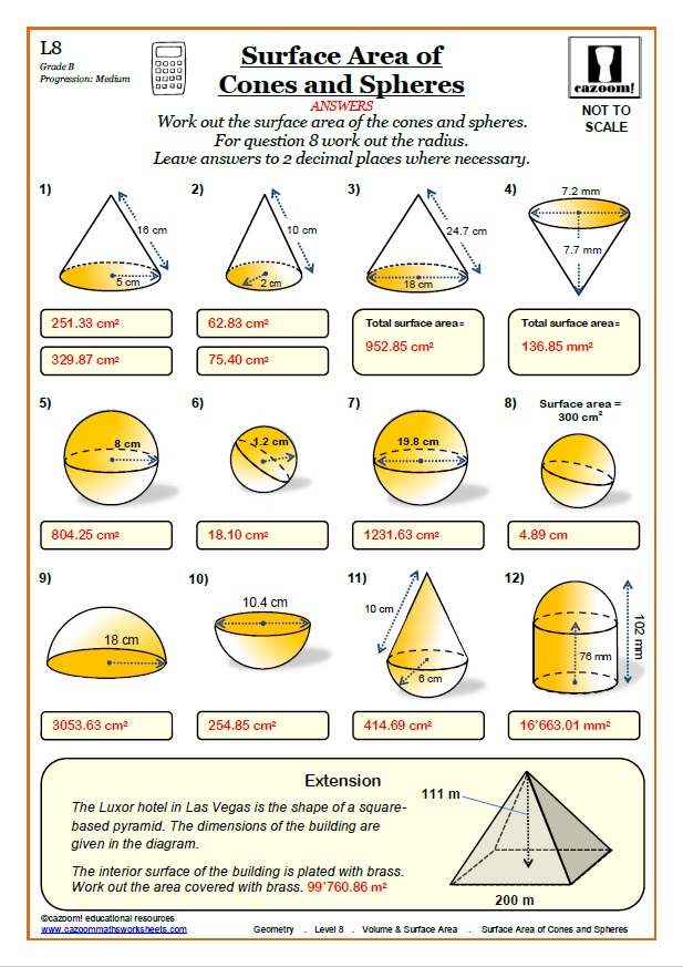 Area Volume And Surface Area Worksheets